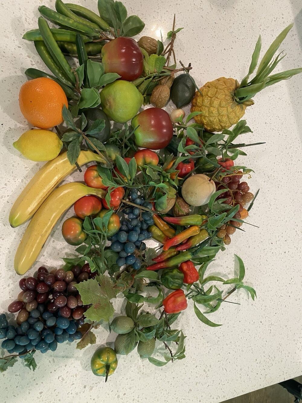 Vintage Faux Fruit Lot Mixed Life-Sized Artificial Fruit Mid-Century Decor Prop